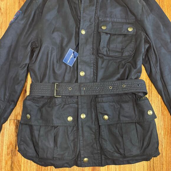 Polo Ralph Lauren Mens Biker Hunting Parka Lined Belted Sz Medium Dk Brown - Picture 5 of 16